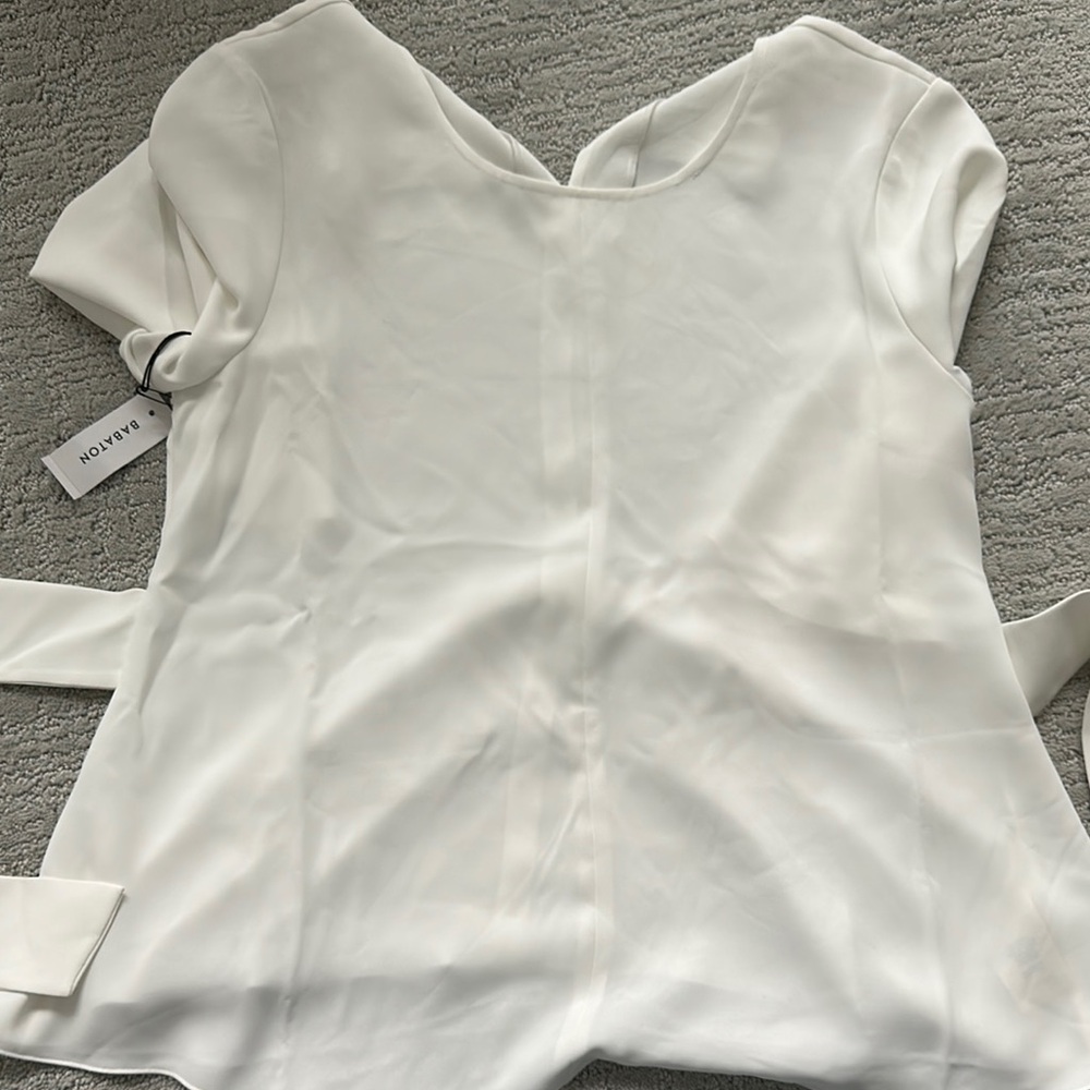 Aritzia Cream Wrap Blouse with Cap Sleeves